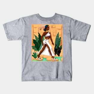 Cat walk. Black is beautiful Afro queen Striding- The best Gifts for black women 2022, women of Color, women of colour, Kids T-Shirt